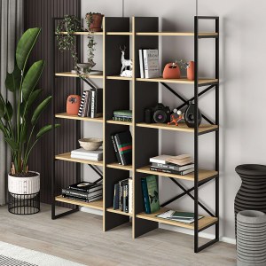 meg-GP037-0230,1-0 ΒΙΒΛΙΟΘΗΚΗ DETROIT MEGAPAP ΧΡΩΜΑ SAPPHIRE OAK - SILKY BLACK 143,5X35,2X175ΕΚ.