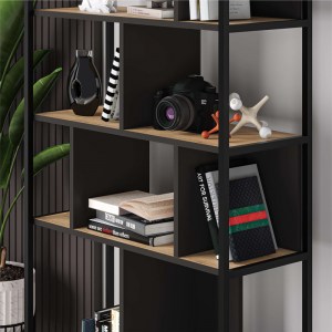 meg-GP037-0231,1-2 ΒΙΒΛΙΟΘΗΚΗ MIDI MEGAPAP ΧΡΩΜΑ SAPPHIRE OAK - SILKY BLACK 88X35X175ΕΚ.