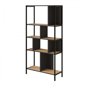 meg-GP037-0231,1-3 ΒΙΒΛΙΟΘΗΚΗ MIDI MEGAPAP ΧΡΩΜΑ SAPPHIRE OAK - SILKY BLACK 88X35X175ΕΚ.