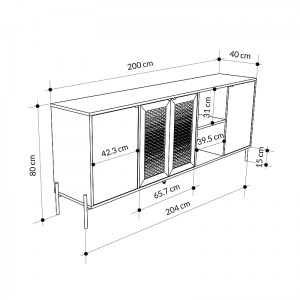 meg-GP037-0239,1-2 ΜΠΟΥΦΕΣ NAIVE MEGAPAP ΧΡΩΜΑ SAPPHIRE OAK 204X40X80ΕΚ.