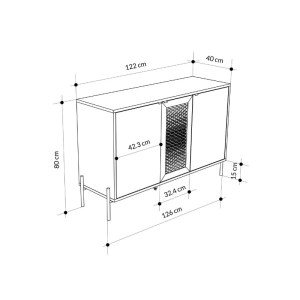 meg-GP037-0240,1-5 ΜΠΟΥΦΕΣ NAIVE MEGAPAP ΧΡΩΜΑ SAPPHIRE OAK 126X40X80ΕΚ.
