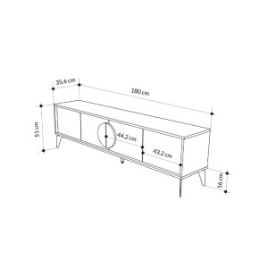 meg-GP037-0250,2-5 ΕΠΙΠΛΟ ΤΗΛΕΟΡΑΣΗΣ GORA MEGAPAP ΧΡΩΜΑ SAPPHIRE OAK - ΛΕΥΚΟ 180X35,6X51ΕΚ.