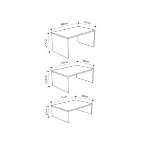 meg-GP037-0251,1-4 ΤΡΑΠΕΖΑΚΙ ΣΑΛΟΝΙΟΥ ΣΕΤ 3 ΤΜΧ. KANTA MEGAPAP ΧΡΩΜΑ SAPPHIRE OAK - SILKY BLACK 80X50X40,5ΕΚ.