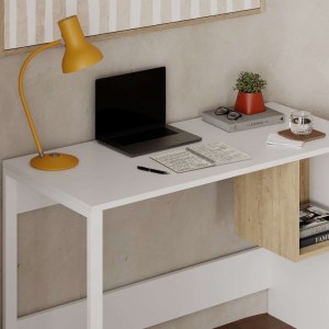 meg-GP037-0252,1-1 ΓΡΑΦΕΙΟ ΕΡΓΑΣΙΑΣ CUBO MEGAPAP ΧΡΩΜΑ ΛΕΥΚΟ - SAPPHIRE OAK 110X50X75ΕΚ.