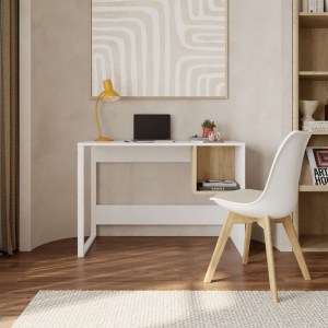meg-GP037-0252,1-2 ΓΡΑΦΕΙΟ ΕΡΓΑΣΙΑΣ CUBO MEGAPAP ΧΡΩΜΑ ΛΕΥΚΟ - SAPPHIRE OAK 110X50X75ΕΚ.