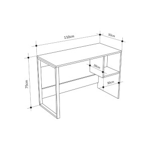 meg-GP037-0252,1-4 ΓΡΑΦΕΙΟ ΕΡΓΑΣΙΑΣ CUBO MEGAPAP ΧΡΩΜΑ ΛΕΥΚΟ - SAPPHIRE OAK 110X50X75ΕΚ.