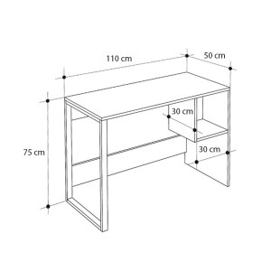 meg-GP037-0252,2-4 ΓΡΑΦΕΙΟ ΕΡΓΑΣΙΑΣ CUBO MEGAPAP ΧΡΩΜΑ BLACK WOOD 110X50X75ΕΚ.