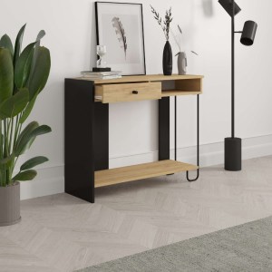 meg-GP037-0253,1-2 ΚΟΝΣΟΛΑ SIRIUS MEGAPAP ΧΡΩΜΑ SAPPHIRE OAK - SILKY BLACK 100X35X79ΕΚ.
