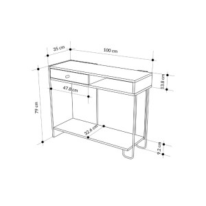 meg-GP037-0253,1-5 ΚΟΝΣΟΛΑ SIRIUS MEGAPAP ΧΡΩΜΑ SAPPHIRE OAK - SILKY BLACK 100X35X79ΕΚ.