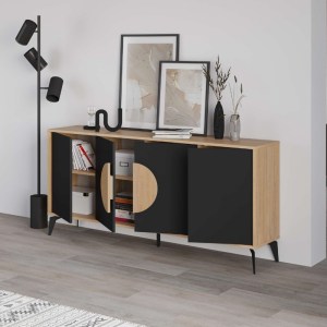 meg-GP037-0256,1-1 ΜΠΟΥΦΕΣ GORA MEGAPAP ΧΡΩΜΑ SAPPHIRE OAK - SILKY BLACK 180X40X82ΕΚ.