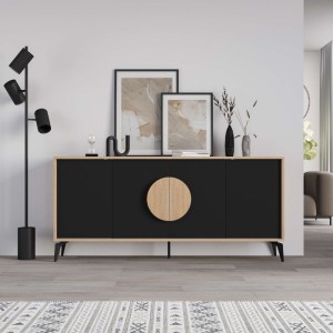 meg-GP037-0256,1-2 ΜΠΟΥΦΕΣ GORA MEGAPAP ΧΡΩΜΑ SAPPHIRE OAK - SILKY BLACK 180X40X82ΕΚ.
