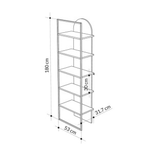 meg-GP037-0261,1-6 ΒΙΒΛΙΟΘΗΚΗ ARCHY MEGAPAP ΧΡΩΜΑ SAPPHIRE OAK 53X31,7X180ΕΚ.