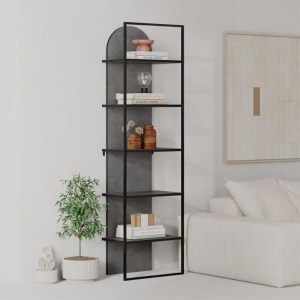 meg-GP037-0261,2-0 ΒΙΒΛΙΟΘΗΚΗ ARCHY MEGAPAP ΧΡΩΜΑ ΓΚΡΙ ΡΕΤΡΟ 53X31,7X180ΕΚ.