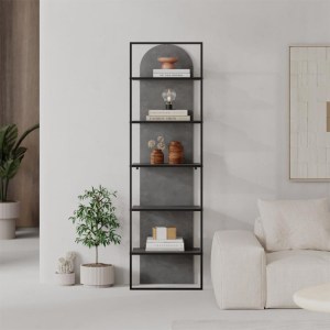 meg-GP037-0261,2-1 ΒΙΒΛΙΟΘΗΚΗ ARCHY MEGAPAP ΧΡΩΜΑ ΓΚΡΙ ΡΕΤΡΟ 53X31,7X180ΕΚ.
