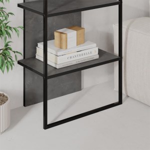 meg-GP037-0261,2-2 ΒΙΒΛΙΟΘΗΚΗ ARCHY MEGAPAP ΧΡΩΜΑ ΓΚΡΙ ΡΕΤΡΟ 53X31,7X180ΕΚ.