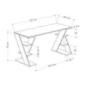 meg-GP037-0268,1-5 ΓΡΑΦΕΙΟ ΕΡΓΑΣΙΑΣ PAPILLON MEGAPAP ΧΡΩΜΑ ΑΝΘΡΑΚΙ - ΛΕΥΚΟ 137X60X75ΕΚ