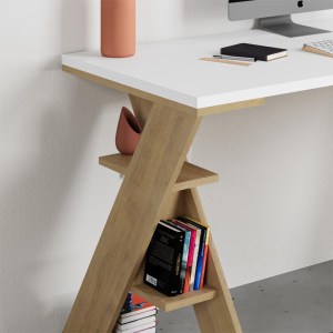 meg-GP037-0268,2-2 ΓΡΑΦΕΙΟ ΕΡΓΑΣΙΑΣ PAPILLON MEGAPAP ΧΡΩΜΑ SAPPHIRE OAK - ΛΕΥΚΟ 137X60X75ΕΚ