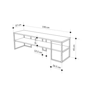 meg-GP037-0278,1-3 ΕΠΙΠΛΟ ΤΗΛΕΟΡΑΣΗΣ FRIDAY MEGAPAP ΧΡΩΜΑ BLACK WOOD 140X37X45ΕΚ.