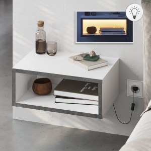 meg-GP037-0280,2-0 ΚΟΜΟΔΙΝΟ ΕΠΙΤΟΙΧΙΟ BRIK MEGAPAP ΜΕ LED ΧΡΩΜΑ ΛΕΥΚΟ - ΓΚΡΙ ΡΕΤΡΟ 45X30X18ΕΚ.