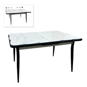 meg-GP038-0026,1-0 ΤΡΑΠΕΖΙ KAREN MEGAPAP ΕΠΕΚΤΕΙΝΟΜΕΝΟ ΧΡΩΜΑ ΛΕΥΚΟ - ΜΑΥΡΟ 130/160X80X75ΕΚ.