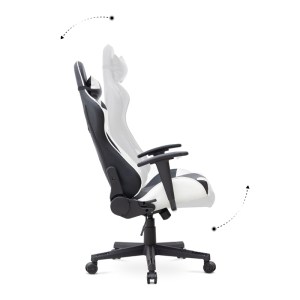 meg-GP040-0008,3-5 ΚΑΡΕΚΛΑ ΓΡΑΦΕΙΟΥ GAMING ALONSO MEGAPAP ΑΠΟ ΤΕΧΝΟΔΕΡΜΑ ΧΡΩΜΑ ΛΕΥΚΟ - ΜΑΥΡΟ 67X70X125/135 ΕΚ.