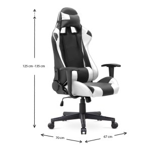 meg-GP040-0008,3-9 ΚΑΡΕΚΛΑ ΓΡΑΦΕΙΟΥ GAMING ALONSO MEGAPAP ΑΠΟ ΤΕΧΝΟΔΕΡΜΑ ΧΡΩΜΑ ΛΕΥΚΟ - ΜΑΥΡΟ 67X70X125/135 ΕΚ.