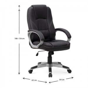meg-GP040-0011,1-8 ΚΑΡΕΚΛΑ ΓΡΑΦΕΙΟΥ ΔΙΕΥΘΥΝΤΙΚΗ ROBIE MEGAPAP ΑΠΟ ΤΕΧΝΟΔΕΡΜΑ ΧΡΩΜΑ ΜΑΥΡΟ 64X62X108/118ΕΚ.
