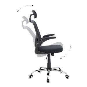 meg-GP040-0013,1-6 ΚΑΡΕΚΛΑ ΓΡΑΦΕΙΟΥ ΔΙΕΥΘΥΝΤΙΚΗ FALCON MEGAPAP ΜΕ ΥΦΑΣΜΑ MESH ΧΡΩΜΑ ΜΑΥΡΟ 68X65X119/129ΕΚ.