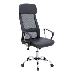 meg-GP040-0014,1-0 ΚΑΡΕΚΛΑ ΓΡΑΦΕΙΟΥ OVIS MEGAPAP ΜΕ ΤΕΧΝΟΔΕΡΜΑ ΚΑΙ ΥΦΑΣΜΑ MESH ΧΡΩΜΑ ΜΑΥΡΟ 63X63X119/129ΕΚ.