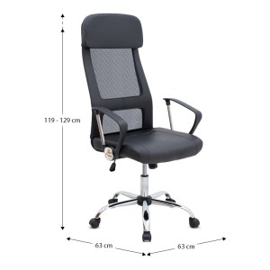 meg-GP040-0014,1-8 ΚΑΡΕΚΛΑ ΓΡΑΦΕΙΟΥ OVIS MEGAPAP ΜΕ ΤΕΧΝΟΔΕΡΜΑ ΚΑΙ ΥΦΑΣΜΑ MESH ΧΡΩΜΑ ΜΑΥΡΟ 63X63X119/129ΕΚ.