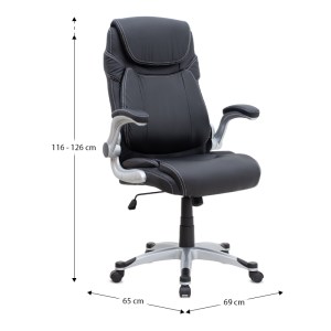 meg-GP040-0016,1-9 ΚΑΡΕΚΛΑ ΓΡΑΦΕΙΟΥ ΔΙΕΥΘΥΝΤΙΚΗ GUSTAVO MEGAPAP ΑΠΟ ΤΕΧΝΟΔΕΡΜΑ ΧΡΩΜΑ ΜΑΥΡΟ 69X65X116/126ΕΚ.