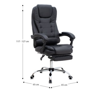 meg-GP040-0017,1-12 ΚΑΡΕΚΛΑ ΓΡΑΦΕΙΟΥ ΔΙΕΥΘΥΝΤΙΚΗ DARIA MEGAPAP ΜΕ ΥΠΟΠΟΔΙΟ ΑΠΟ ΤΕΧΝΟΔΕΡΜΑ ΧΡΩΜΑ ΜΑΥΡΟ 65X65X117/127ΕΚ.