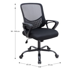 meg-GP040-0020,1-8 ΚΑΡΕΚΛΑ ΓΡΑΦΕΙΟΥ FREDA MEGAPAP ΜΕ ΥΦΑΣΜΑ MESH ΧΡΩΜΑ ΜΑΥΡΟ 65X65X90/100ΕΚ.