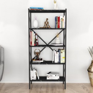 meg-GP041-0001,3-2 ΒΙΒΛΙΟΘΗΚΗ COLMAR MEGAPAP ΜΕΤΑΛΛΙΚΗ - ΜΕΛΑΜΙΝΗΣ ΧΡΩΜΑ ΜΑΥΡΟ ΕΦΕ ΜΑΡΜΑΡΟΥ 66X34X160ΕΚ.