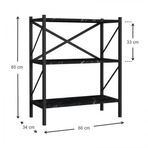 meg-GP041-0002,3-4 ΒΙΒΛΙΟΘΗΚΗ COLMAR MEGAPAP ΜΕΤΑΛΛΙΚΗ - ΜΕΛΑΜΙΝΗΣ ΧΡΩΜΑ ΜΑΥΡΟ ΕΦΕ ΜΑΡΜΑΡΟΥ 66X34X85ΕΚ.