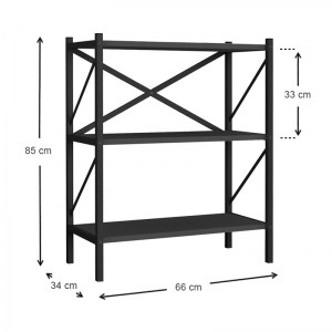 meg-GP041-0002,4-4 ΒΙΒΛΙΟΘΗΚΗ COLMAR MEGAPAP ΜΕΤΑΛΛΙΚΗ - ΜΕΛΑΜΙΝΗΣ ΧΡΩΜΑ ΑΝΘΡΑΚΙ 66X34X85ΕΚ.