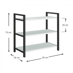 meg-GP041-0008,1-4 ΠΑΠΟΥΤΣΟΘΗΚΗ NAVARI MEGAPAP 9 ΖΕΥΓΩΝ ΜΕΤΑΛΛΙΚΗ - ΜΕΛΑΜΙΝΗΣ ΧΡΩΜΑ ΜΑΥΡΟ - ΛΕΥΚΟ 66X36X70ΕΚ.