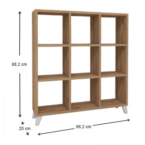 meg-GP041-0009,2-4 ΒΙΒΛΙΟΘΗΚΗ ΜΕΛΑΜΙΝΗΣ SAUL MEGAPAP ΧΡΩΜΑ PINE OAK 88,2X20X88,2ΕΚ.