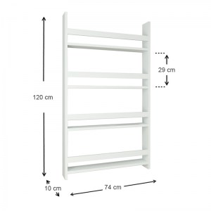 meg-GP041-0011,1-3 ΕΠΙΤΟΙΧΙΑ ΒΙΒΛΙΟΘΗΚΗ - ΡΑΦΙΕΡΑ MONTESSORI MEGAPAP ΑΠΟ ΜΕΛΑΜΙΝΗ ΧΡΩΜΑ ΛΕΥΚΟ 70X10X120ΕΚ.