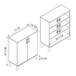 meg-GP041-0017,2-6 ΝΤΟΥΛΑΠΙ ΚΟΥΖΙΝΑΣ/ΜΠΑΝΙΟΥ - ΠΑΠΟΥΤΣΟΘΗΚΗ LILLY MEGAPAP ΧΡΩΜΑ PINE OAK 72X32,5X88ΕΚ.