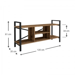 meg-GP041-0019,4-4 ΕΠΙΠΛΟ ΤΗΛΕΟΡΑΣΗΣ SANTANA MEGAPAP ΜΕΤΑΛΛΙΚΟ - ΜΕΛΑΜΙΝΗΣ ΧΡΩΜΑ ΜΑΥΡΟ - ΚΑΠΝΙΣΤΗ ΚΑΡΥΔΙΑ 120X35X61ΕΚ.