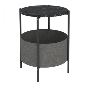 meg-GP041-0021,2-1 ΒΟΗΘΗΤΙΚΟ ΤΡΑΠΕΖΑΚΙ KALID MEGAPAP ΜΕΛΑΜΙΝΗΣ - ΥΦΑΣΜΑΤΙΝΟ ΧΡΩΜΑ ΜΑΥΡΟ ΕΦΕ ΜΑΡΜΑΡΟΥ - ΓΚΡΙ 43X43X60ΕΚ.