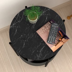 meg-GP041-0021,2-2 ΒΟΗΘΗΤΙΚΟ ΤΡΑΠΕΖΑΚΙ KALID MEGAPAP ΜΕΛΑΜΙΝΗΣ - ΥΦΑΣΜΑΤΙΝΟ ΧΡΩΜΑ ΜΑΥΡΟ ΕΦΕ ΜΑΡΜΑΡΟΥ - ΓΚΡΙ 43X43X60ΕΚ.
