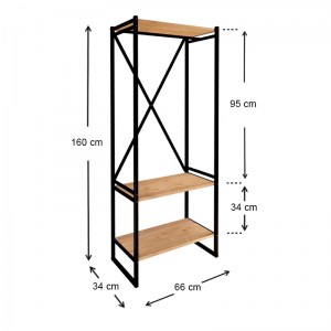 meg-GP041-0027,2-3 ΕΠΙΠΛΟ ΕΙΣΟΔΟΥ - ΚΡΕΜΑΣΤΡΑ ZULA MEGAPAP ΜΕΤΑΛΛΙΚΗ - ΜΕΛΑΜΙΝΗΣ ΧΡΩΜΑ ΜΑΥΡΟ - PINE OAK 66X30X160ΕΚ.