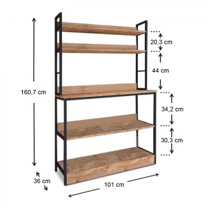 meg-GP041-0042,1-2 ΕΠΙΠΛΟ ΚΟΥΖΙΝΑΣ FOYER MEGAPAP ΜΕΤΑΛΛΙΚΟ - ΜΕΛΑΜΙΝΗΣ ΧΡΩΜΑ ΜΑΥΡΟ - PINE OAK 101X36X160,7ΕΚ.