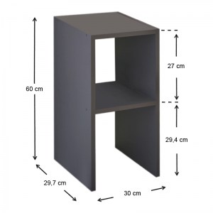 meg-GP041-0052,3-2 ΚΟΜΟΔΙΝΟ - ΒΟΗΘΗΤΙΚΟ ΤΡΑΠΕΖΑΚΙ TAGORE MEGAPAP ΑΠΟ ΜΕΛΑΜΙΝΗ ΧΡΩΜΑ ΑΝΘΡΑΚΙ 30X30X60ΕΚ.