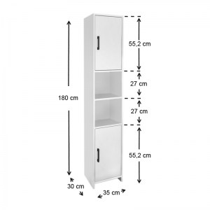 meg-GP041-0056,1-3 ΕΠΙΠΛΟ ΚΟΥΖΙΝΑΣ - ΜΠΑΝΙΟΥ HOBBES MEGAPAP ΑΠΟ ΜΕΛΑΜΙΝΗ ΧΡΩΜΑ ΛΕΥΚΟ 35X30X180ΕΚ.