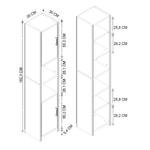 meg-GP041-0056,2-3 ΝΤΟΥΛΑΠΙ ΚΟΥΖΙΝΑΣ - ΜΠΑΝΙΟΥ HOBBES MEGAPAP ΧΡΩΜΑ SAPPHIRE OAK 35X30X180ΕΚ.