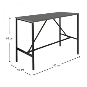 meg-GP041-0058,2-2 ΤΡΑΠΕΖΙ ΜΠΑΡ - STAND CREGO MEGAPAP ΜΕΤΑΛΛΙΚΟ - ΜΕΛΑΜΙΝΗΣ ΧΡΩΜΑ ΑΝΘΡΑΚΙ - ΜΑΥΡΟ 100X45X89ΕΚ.