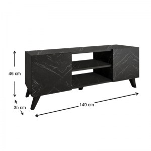 meg-GP041-0066,2-3 ΕΠΙΠΛΟ ΤΗΛΕΟΡΑΣΗΣ EVELYN MEGAPAP ΑΠΟ ΜΕΛΑΜΙΝΗ ΧΡΩΜΑ ΜΑΥΡΟ ΕΦΕ ΜΑΡΜΑΡΟΥ 140X35X46ΕΚ.